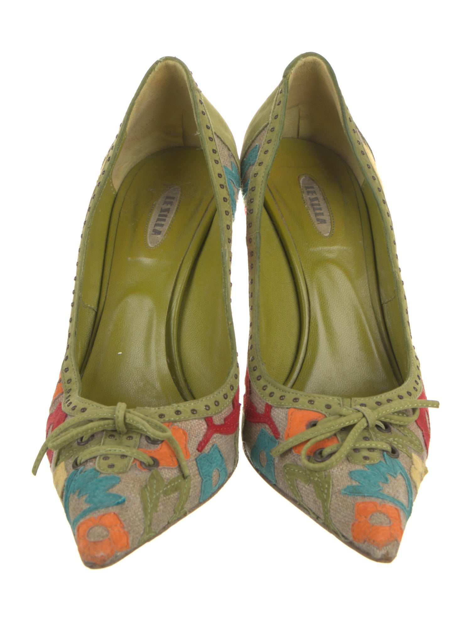 Le Silla Floral Print Studded Accents Pumps