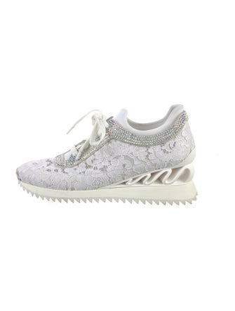 Le Silla Lace Crystal Embellishments Sneakers