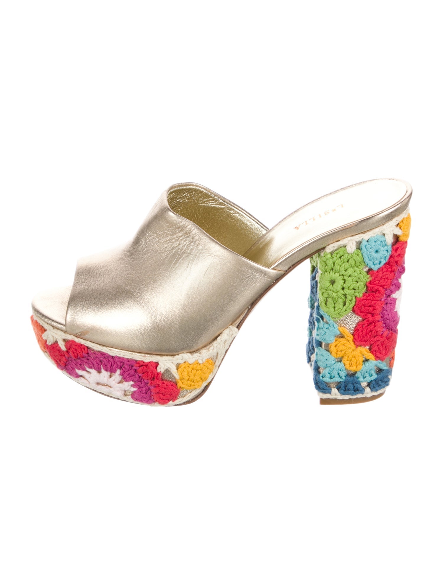 Le Silla Leather Embroidered Accent Slides