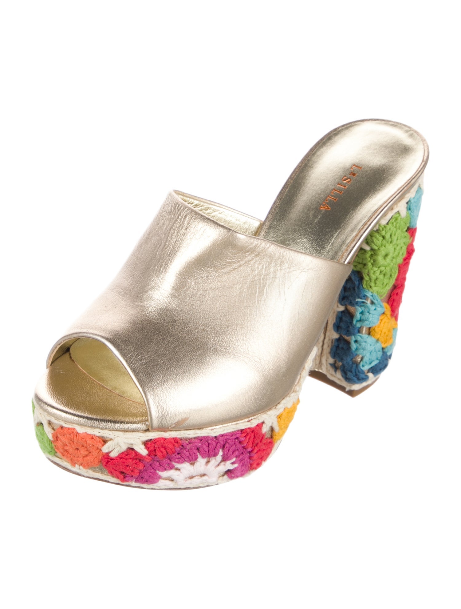 Le Silla Leather Embroidered Accent Slides