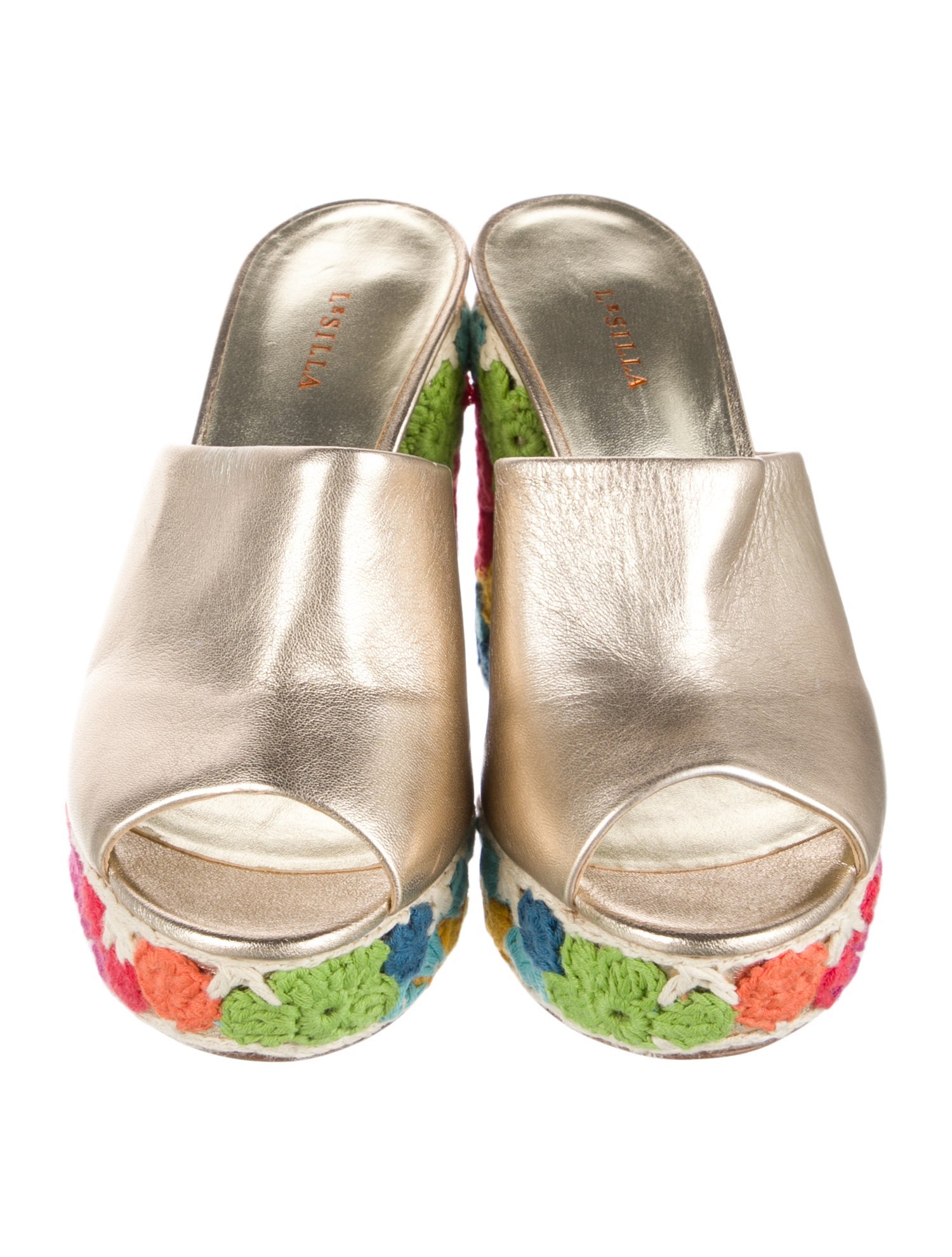 Le Silla Leather Embroidered Accent Slides