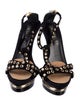 Le Silla Suede Polka Dot Print T-Strap Sandals