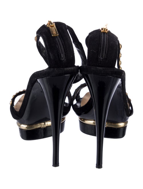 Le Silla Suede Polka Dot Print T-Strap Sandals