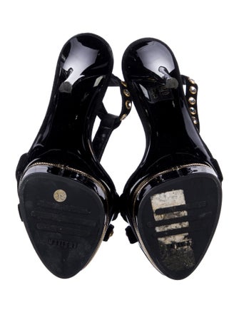 Le Silla Suede Polka Dot Print T-Strap Sandals