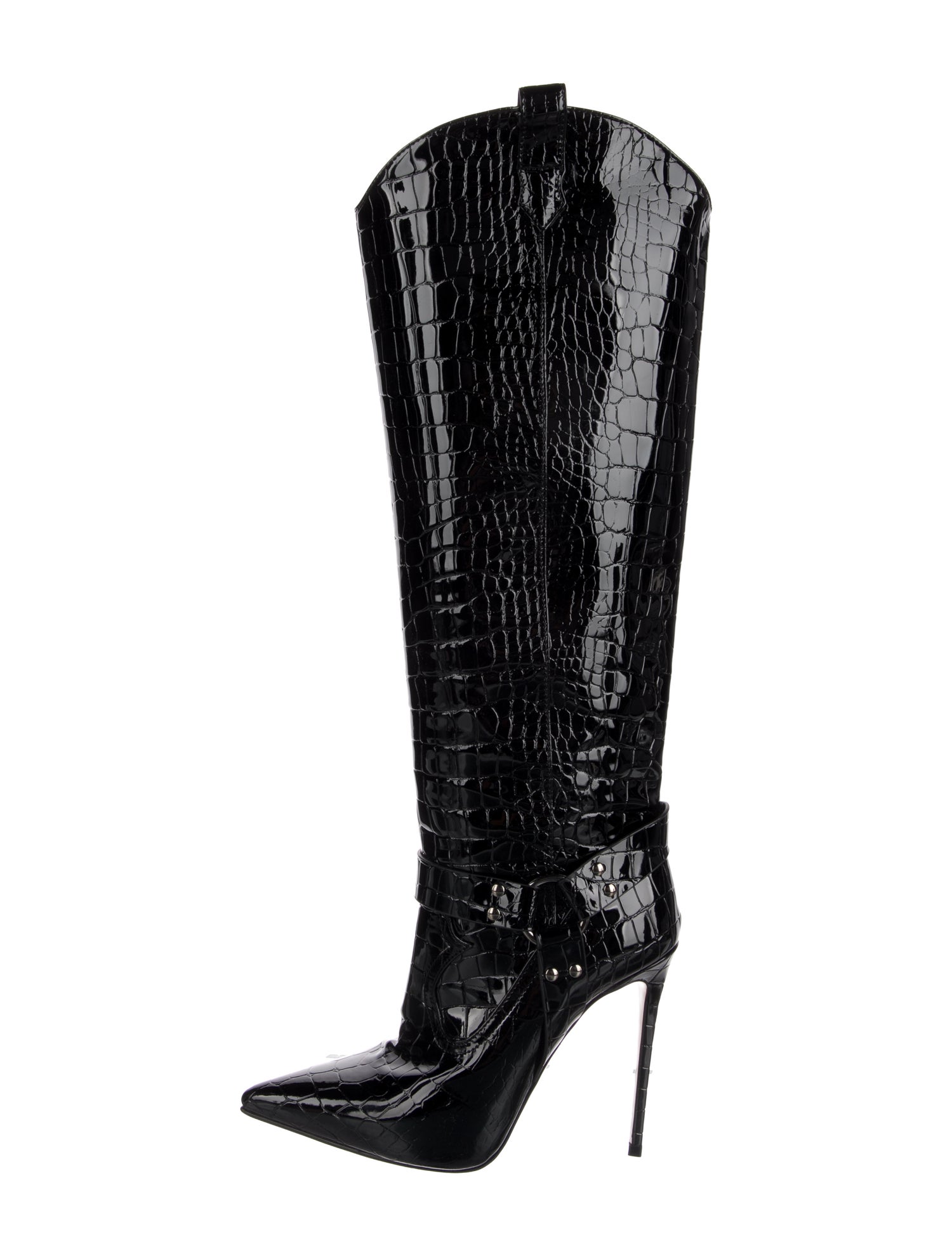 Le Silla Patent Leather Animal Print Boots