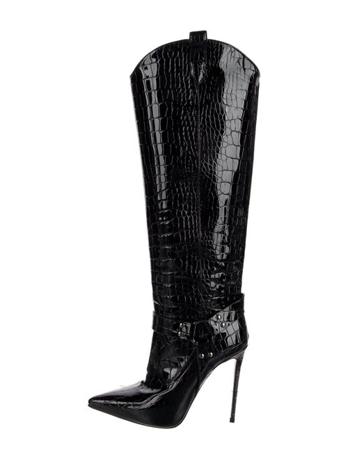 Le Silla Patent Leather Animal Print Boots