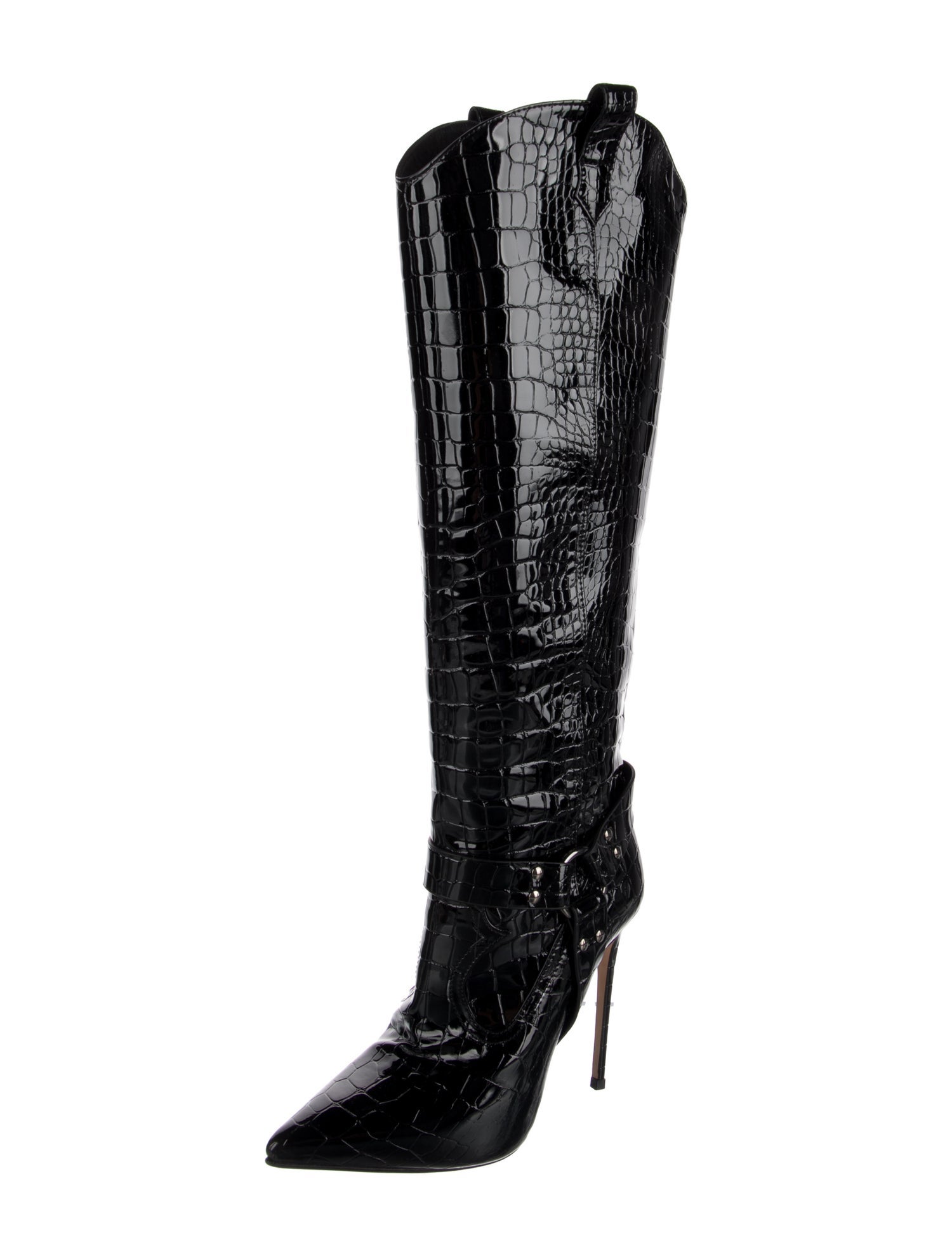 Le Silla Patent Leather Animal Print Boots