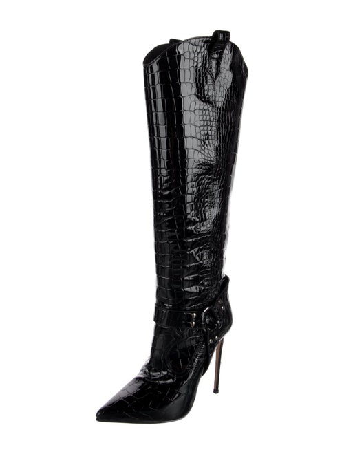 Le Silla Patent Leather Animal Print Boots