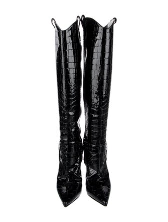 Le Silla Patent Leather Animal Print Boots
