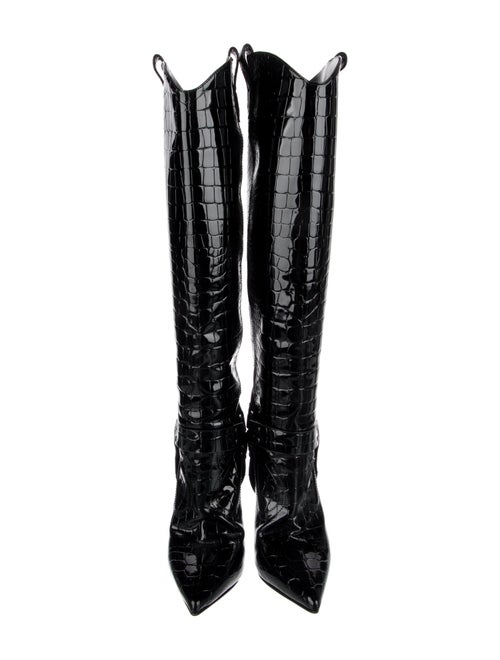 Le Silla Patent Leather Animal Print Boots