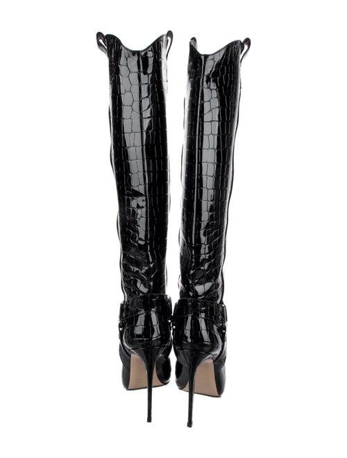 Le Silla Patent Leather Animal Print Boots
