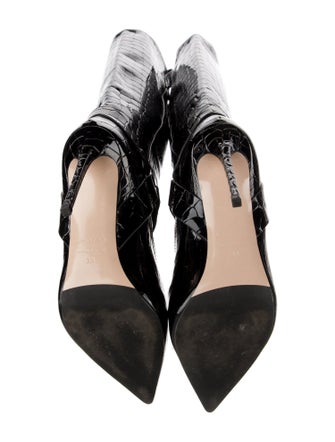 Le Silla Patent Leather Animal Print Boots