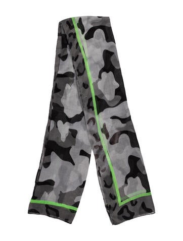 Pre-owned Massimo Rebecchi Camouflage Print Scarf In Grey
