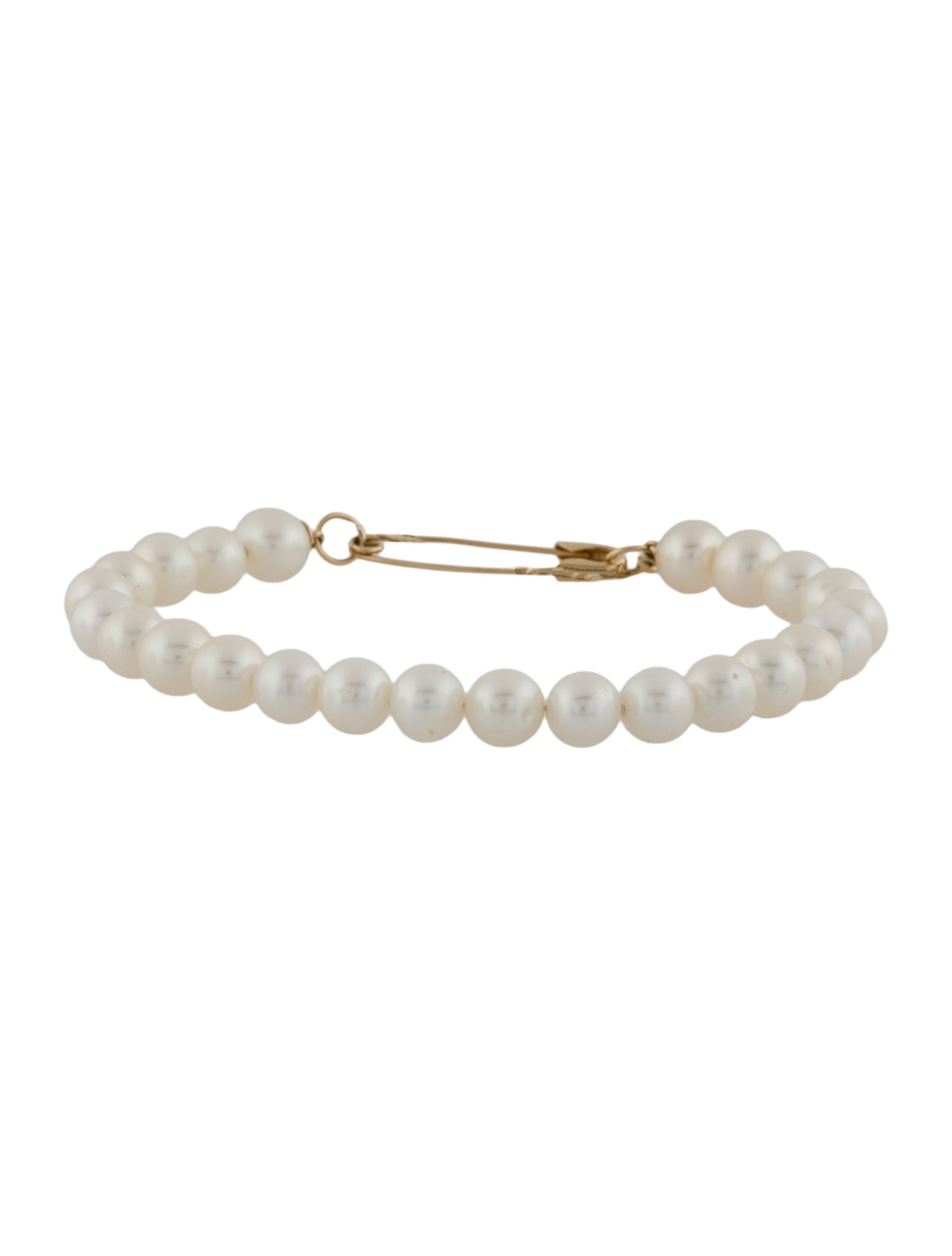 Loren Stewart 14K Pearl Safety Pin Bracelet