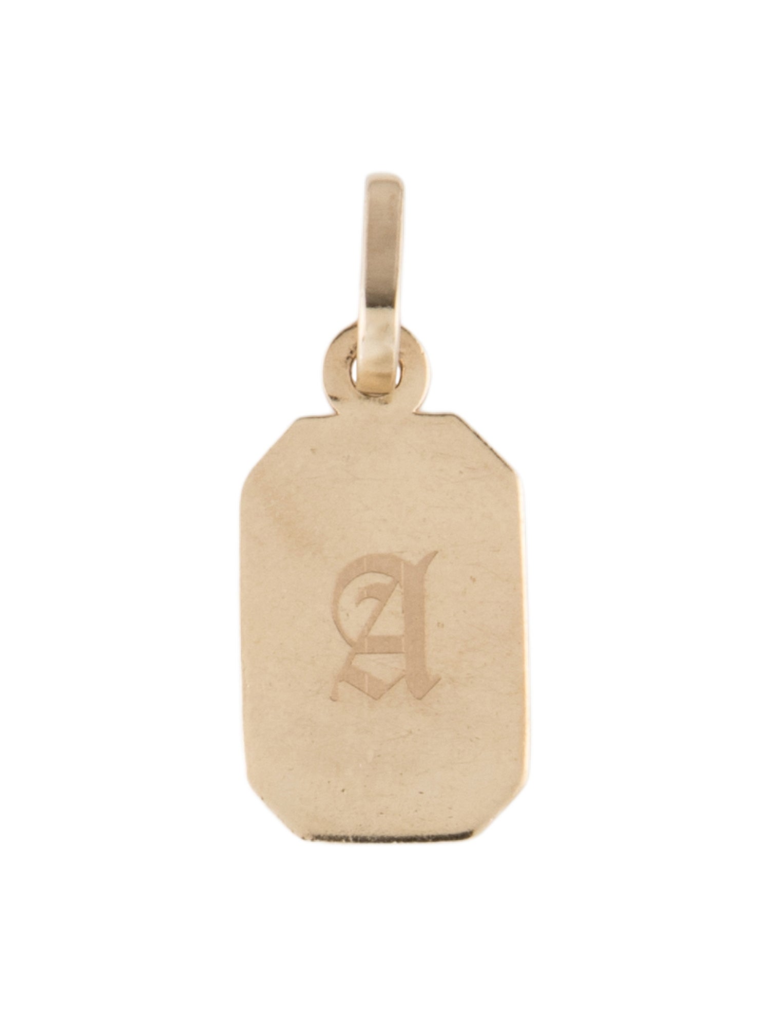 Loren Stewart 14K Letter 'A' Octagonal ID Pendant