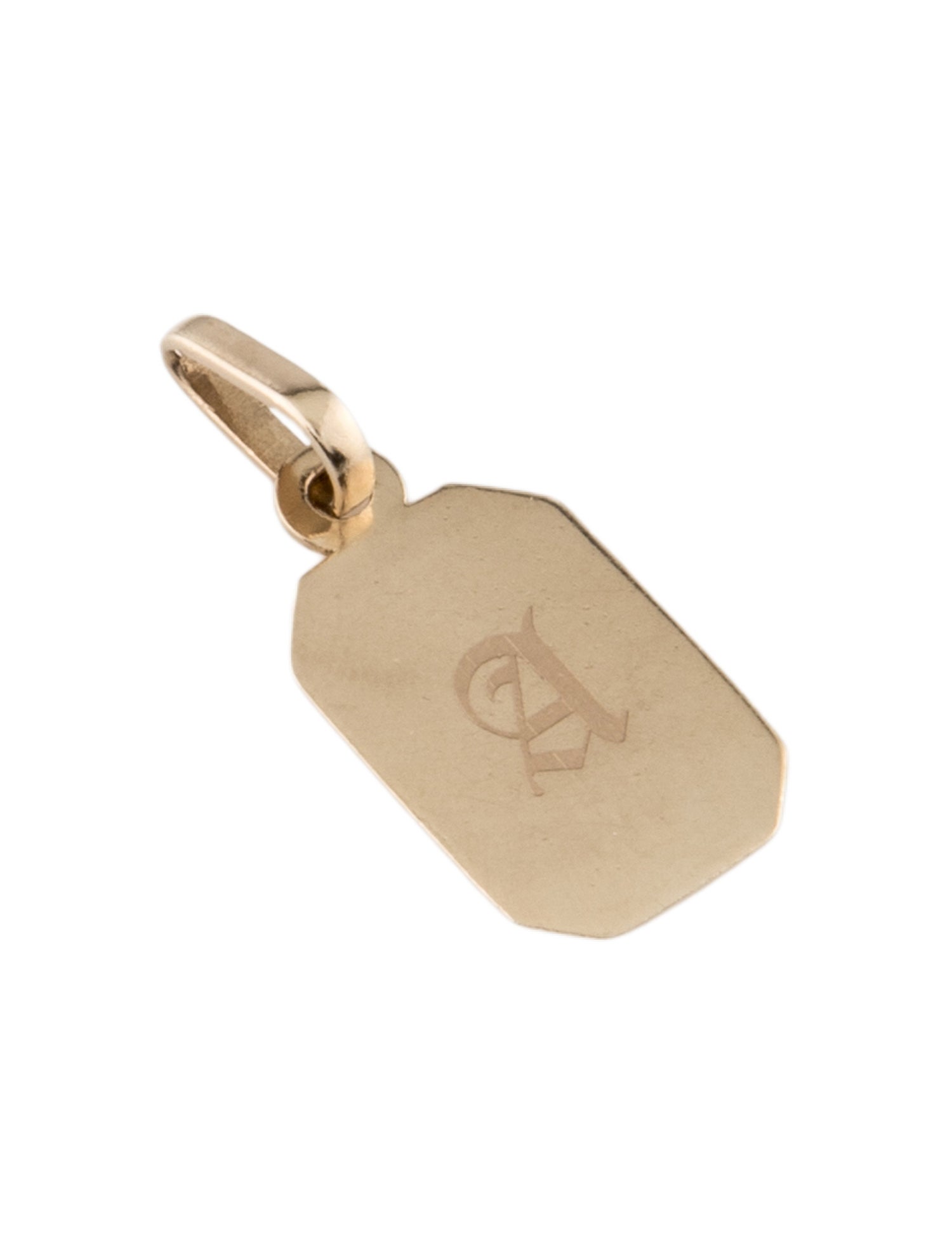 Loren Stewart 14K Letter 'A' Octagonal ID Pendant