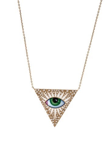 Lito Pendant Necklace 14K Diamond & Enamel 'Isida Petit Vert'