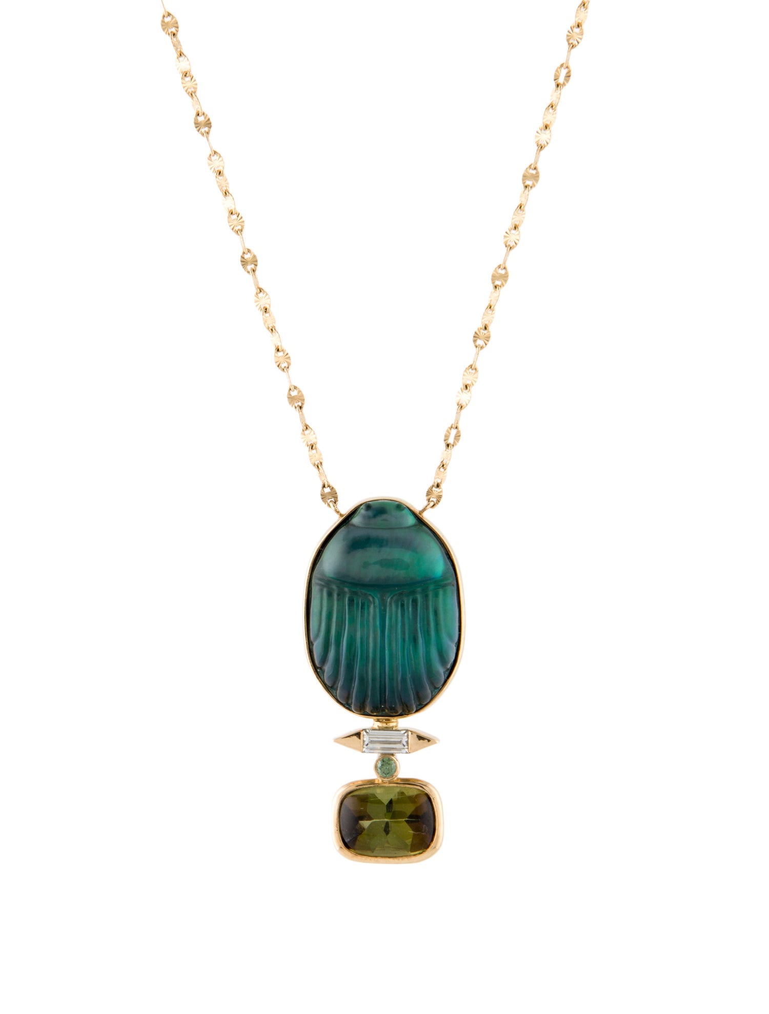 Lito 14K Mother Of Pearl, Quartz, Diamond, & Tourmaline Big Gola Pendant Necklace