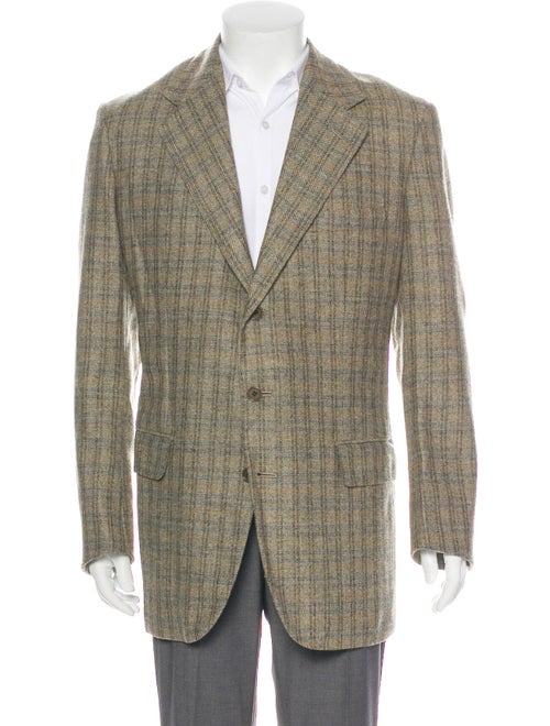Luciano Barbera Plaid Wool Blazer blue
