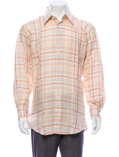 Luciano Barbera Linen Plaid Print Shirt w/ Tags Or