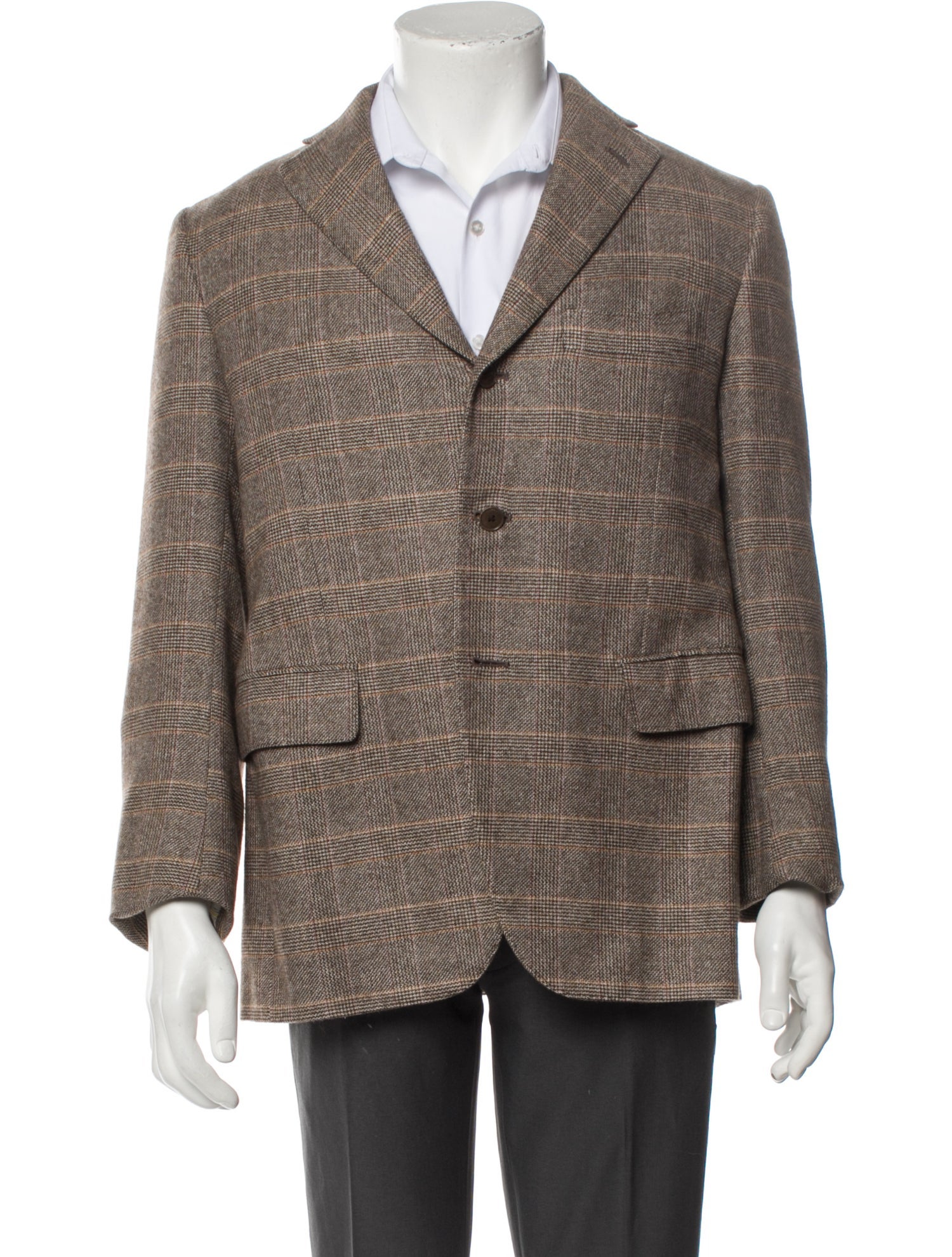 Luciano Barbera Cashmere Plaid Print Blazer