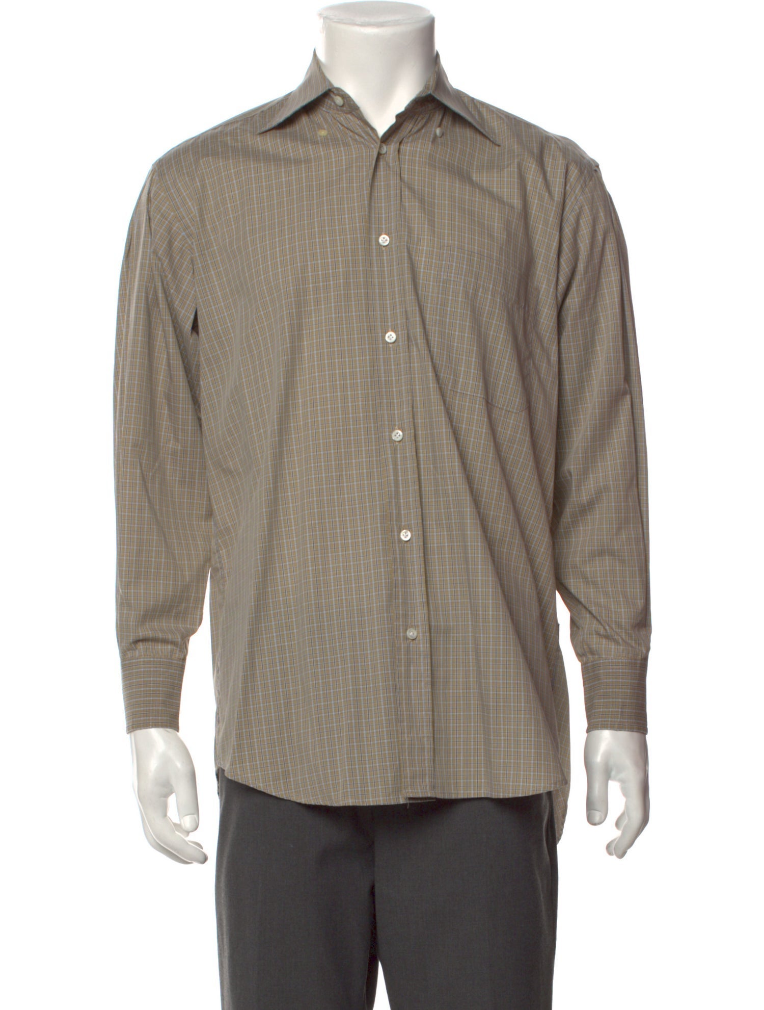 Luciano Barbera Plaid Print Long Sleeve Dress Shirt