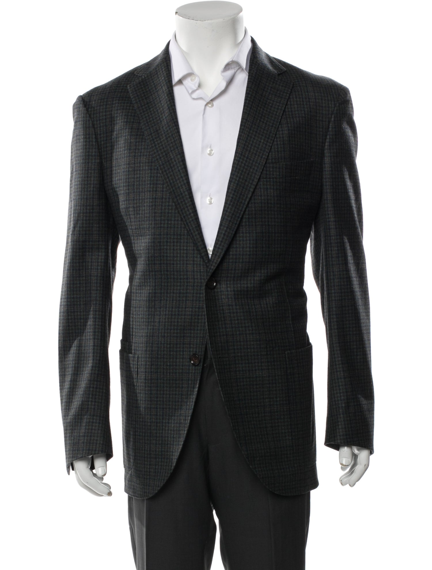 Luciano Barbera Wool Plaid Print Blazer