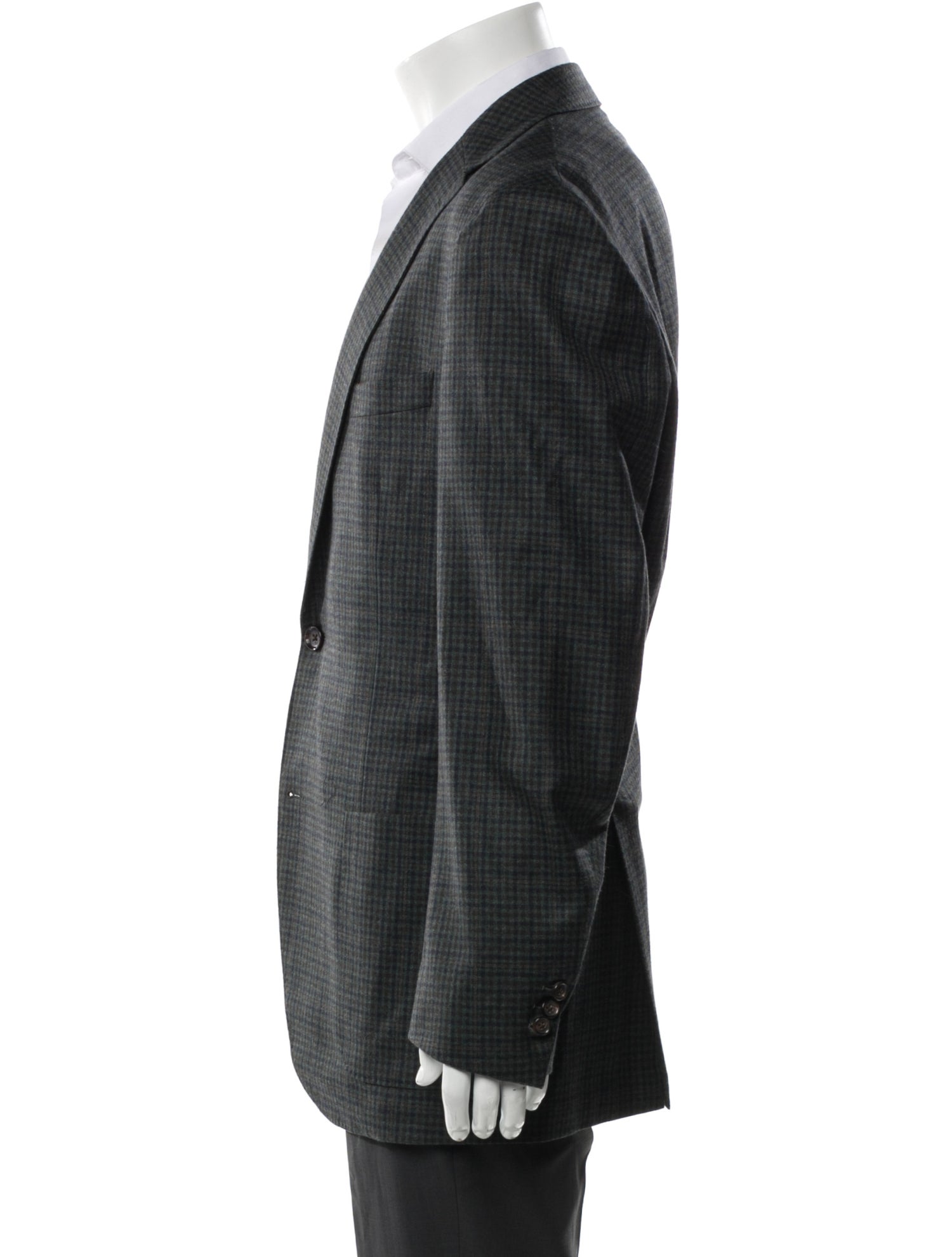 Luciano Barbera Wool Plaid Print Blazer