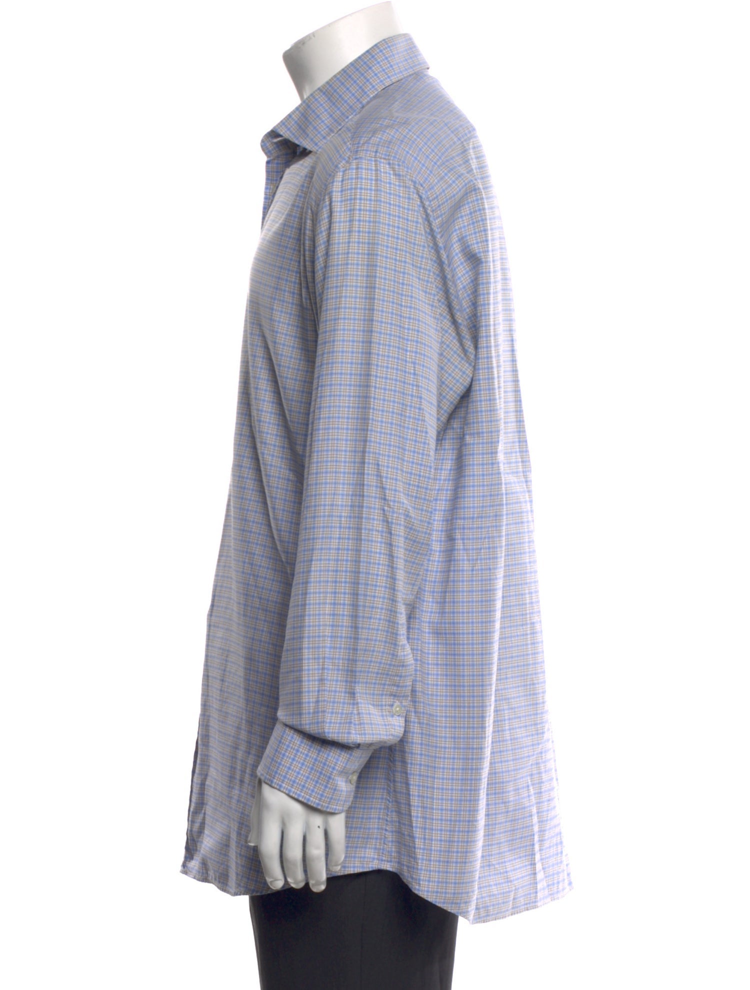 Luciano Barbera Plaid Print Long Sleeve Dress Shirt