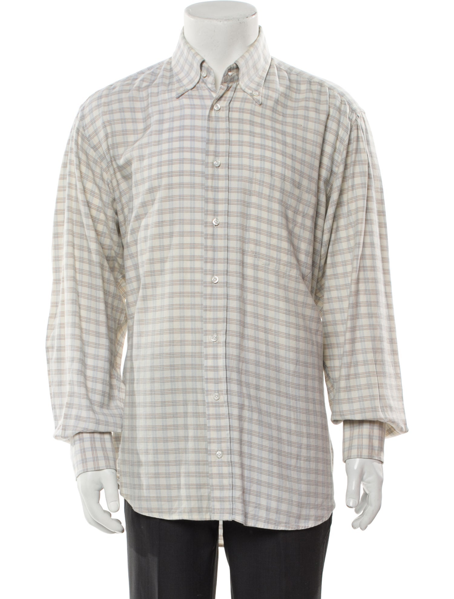 Luciano Barbera Plaid Print Long Sleeve Dress Shirt