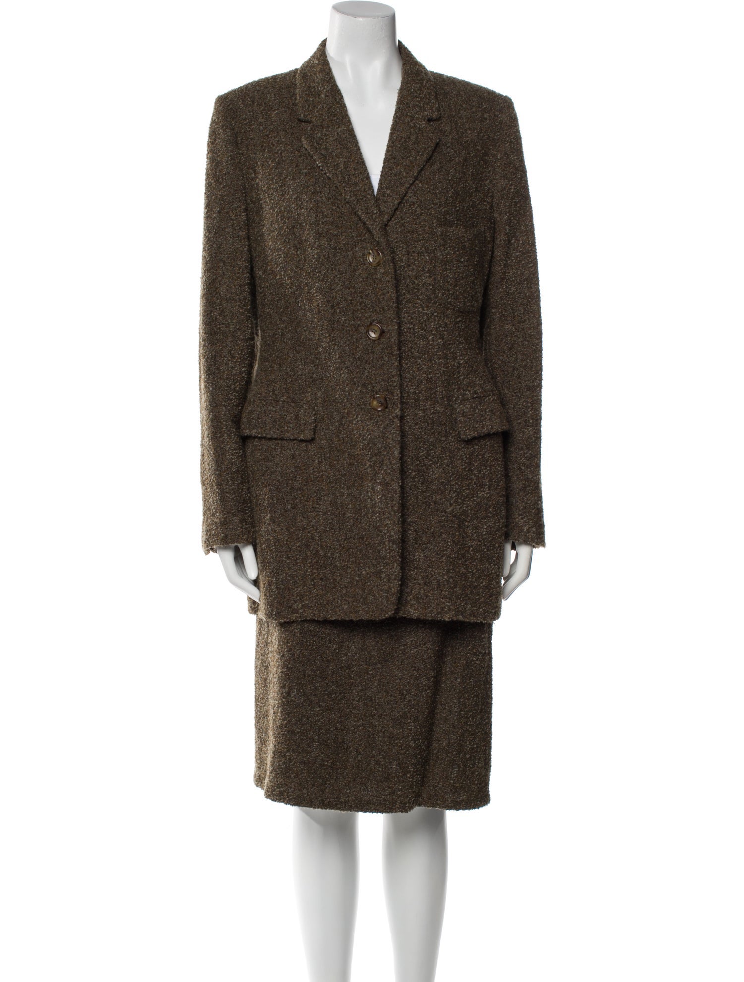 Luciano Barbera Baby Alpaca Printed Skirt Suit w/ Tags