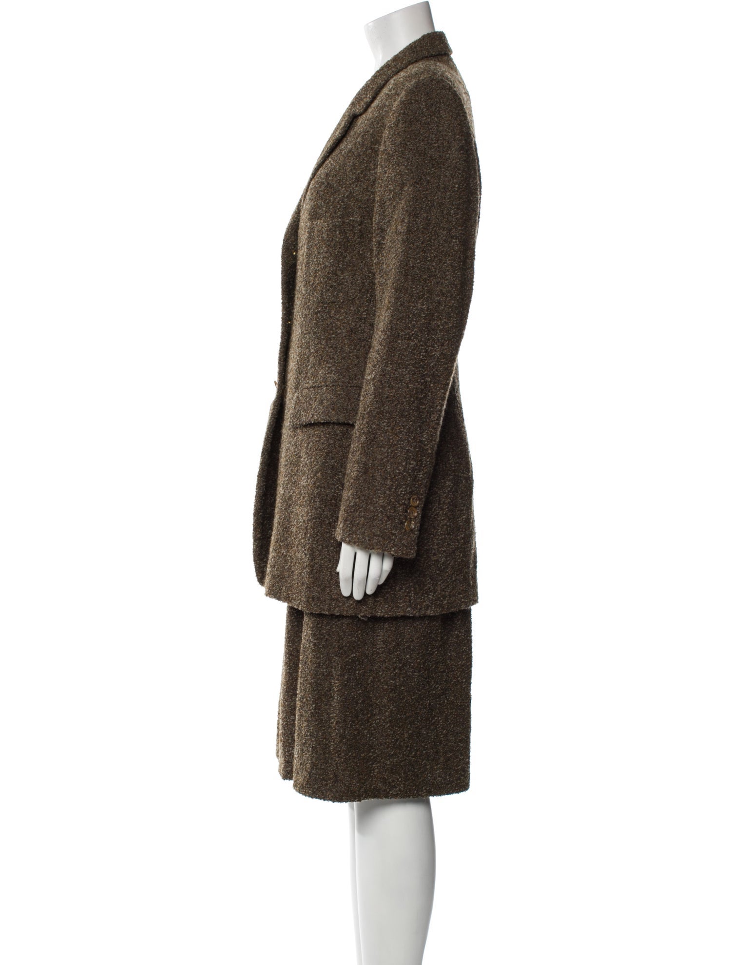 Luciano Barbera Baby Alpaca Printed Skirt Suit w/ Tags