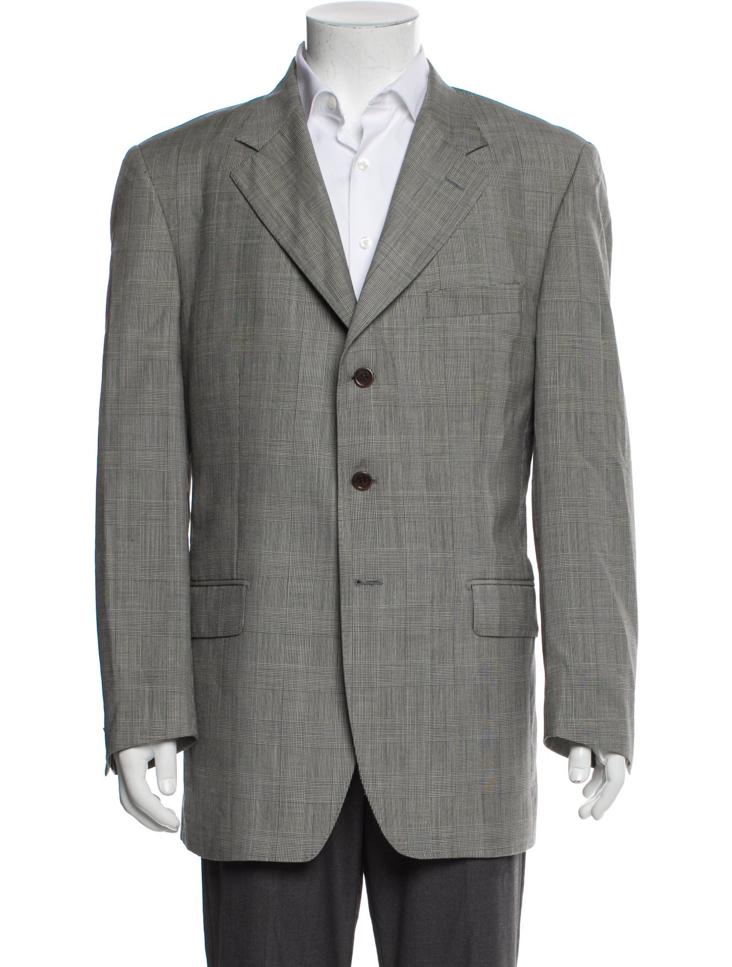 Luciano Barbera Wool Plaid Print Blazer