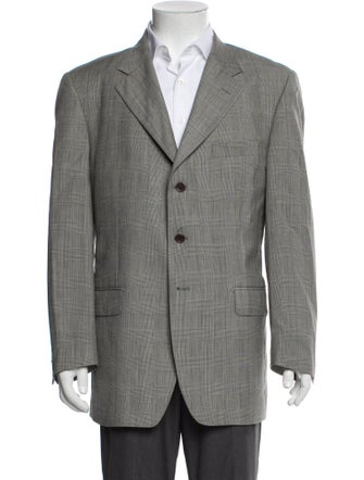 Luciano Barbera Wool Plaid Print Blazer