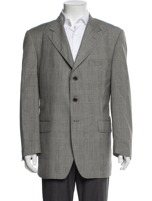 Luciano Barbera Wool Plaid Print Blazer