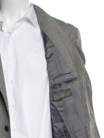 Luciano Barbera Wool Plaid Print Blazer