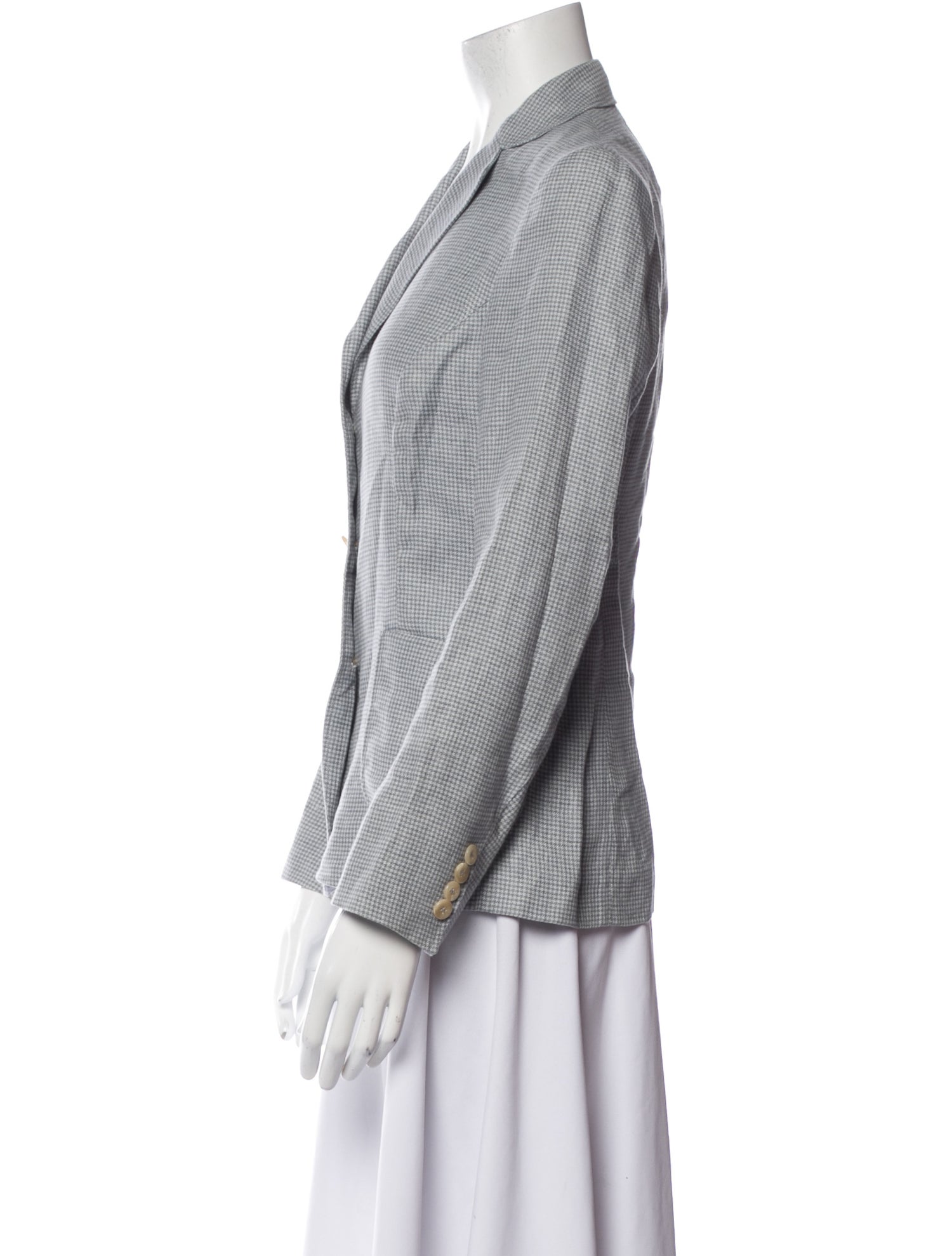 Luciano Barbera Linen Houndstooth Print Blazer