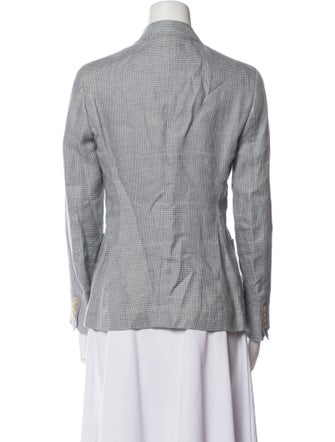 Luciano Barbera Linen Houndstooth Print Blazer