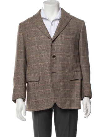 Luciano Barbera Cashmere Plaid Print Blazer