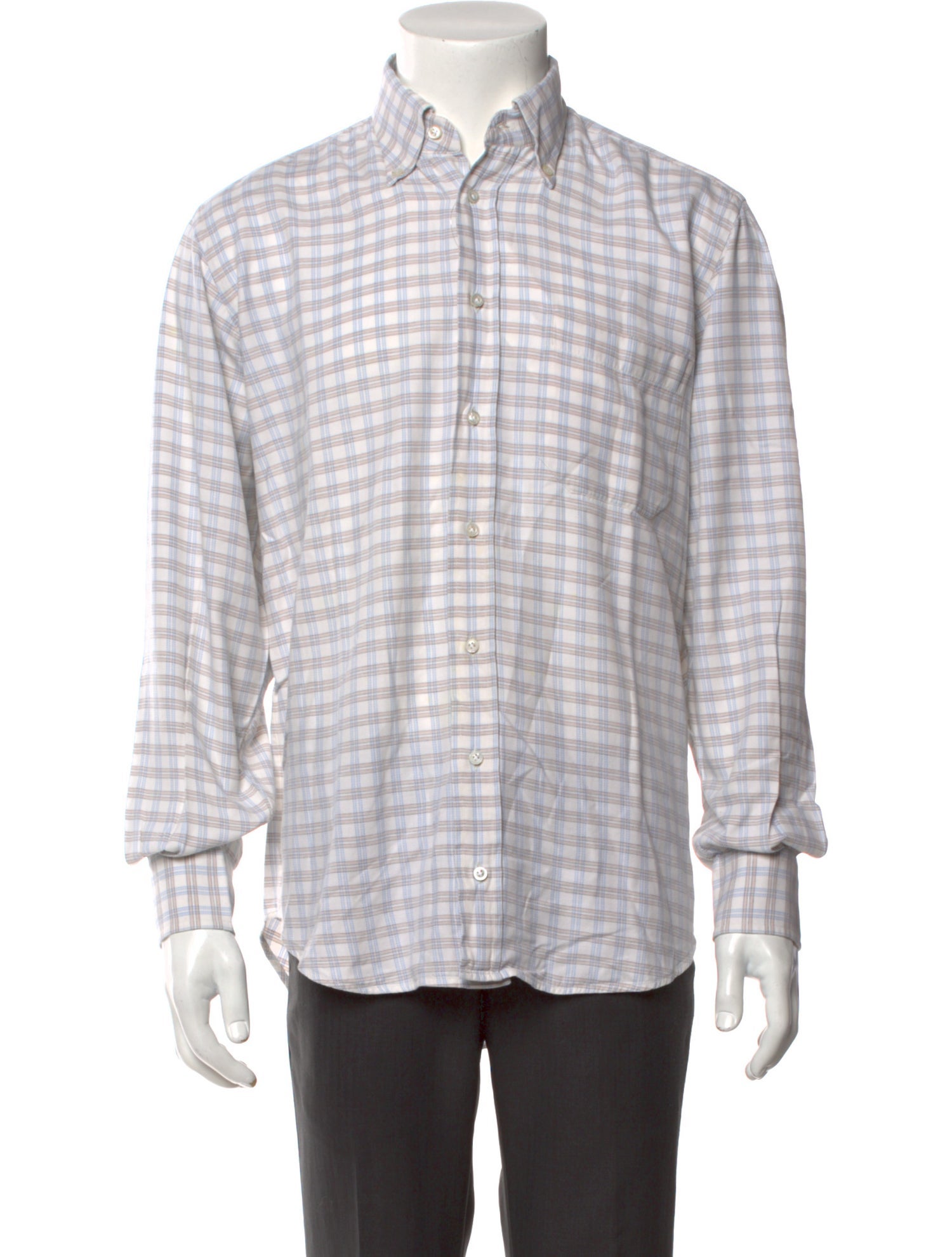 Luciano Barbera Plaid Print Long Sleeve Dress Shirt
