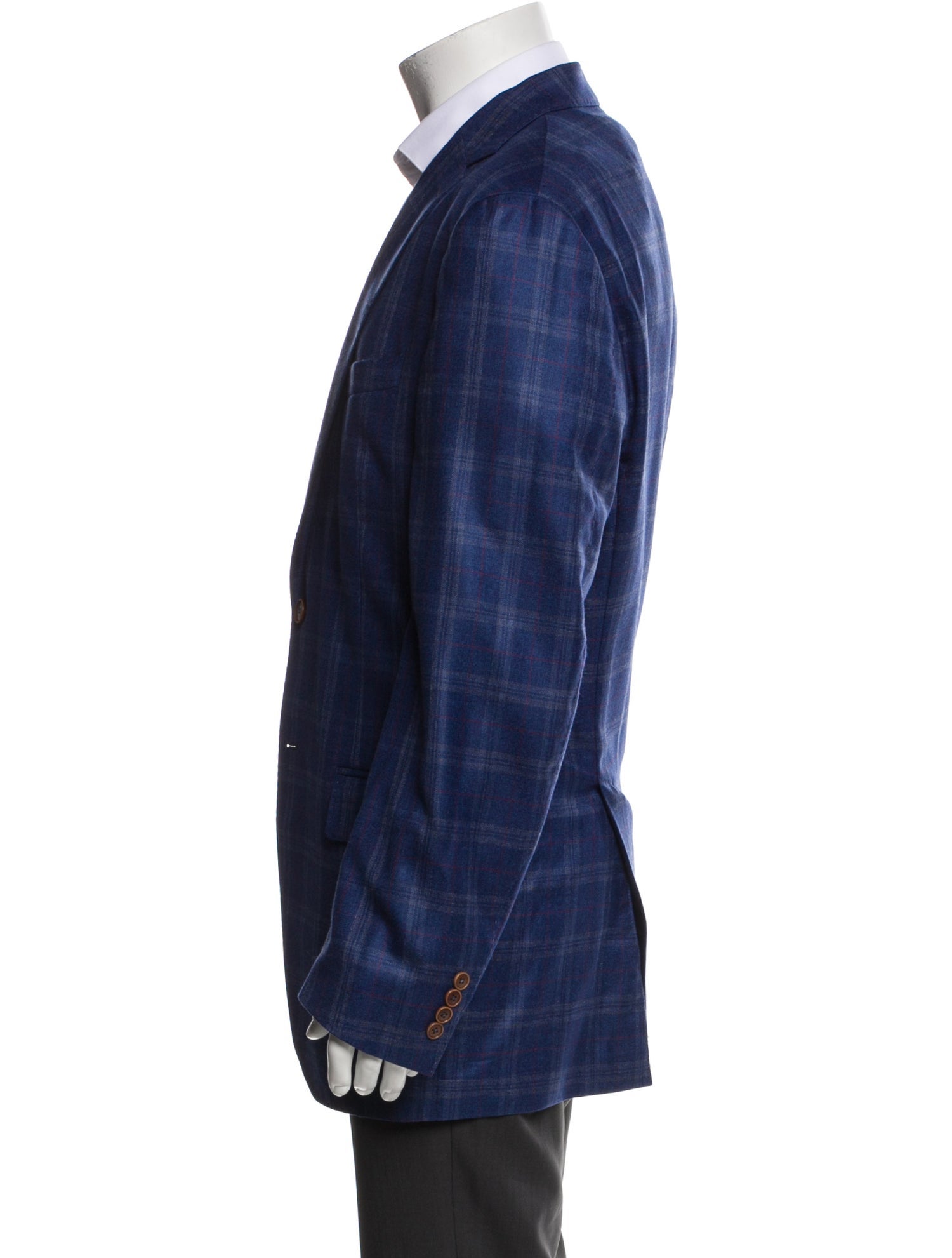 Luciano Barbera Linen Plaid Print Blazer