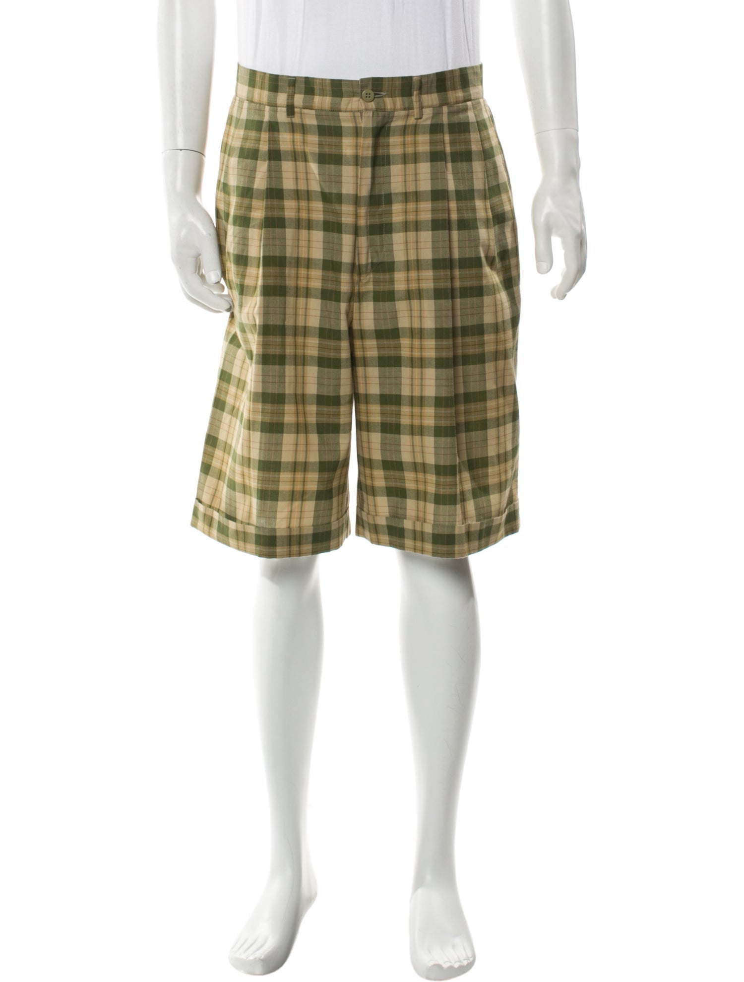 Luciano Barbera Plaid Print Flat Front Shorts