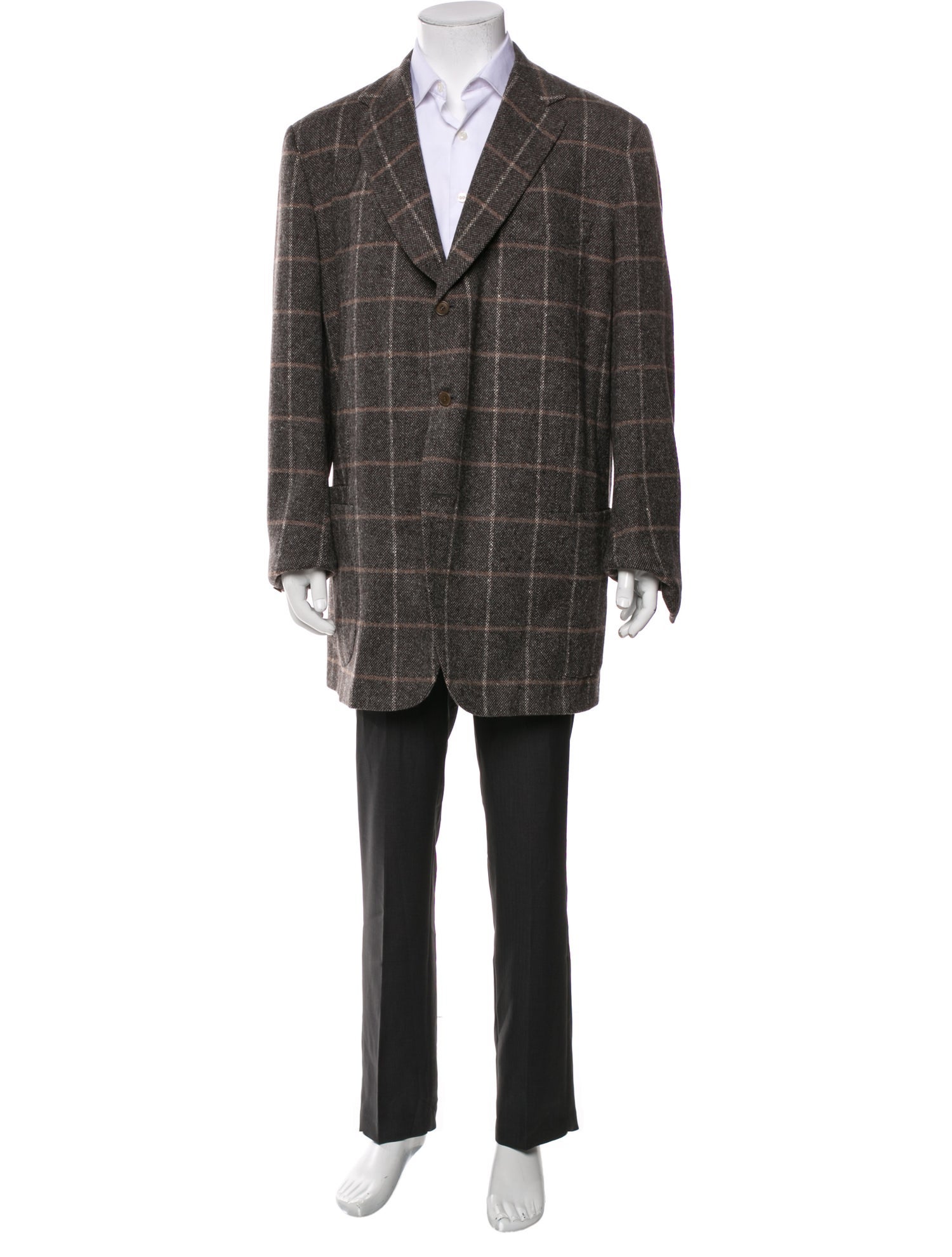 Luciano Barbera Wool Plaid Print Blazer