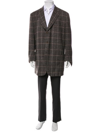 Luciano Barbera Wool Plaid Print Blazer