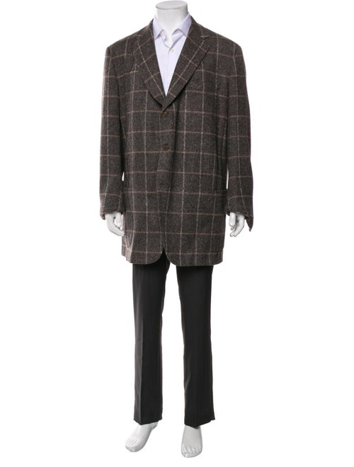 Luciano Barbera Wool Plaid Print Blazer