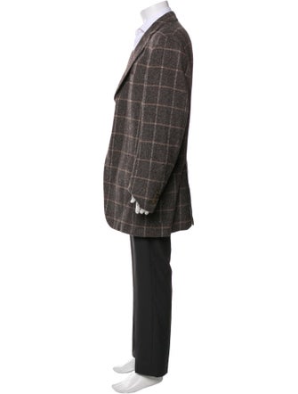 Luciano Barbera Wool Plaid Print Blazer