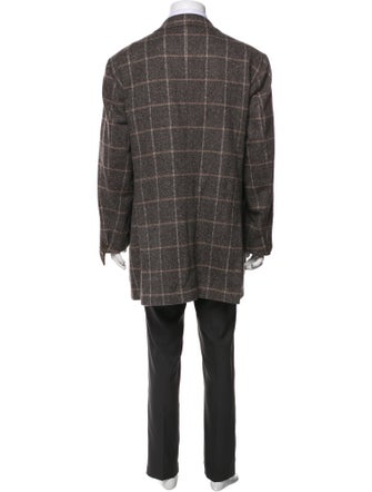 Luciano Barbera Wool Plaid Print Blazer