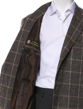 Luciano Barbera Wool Plaid Print Blazer
