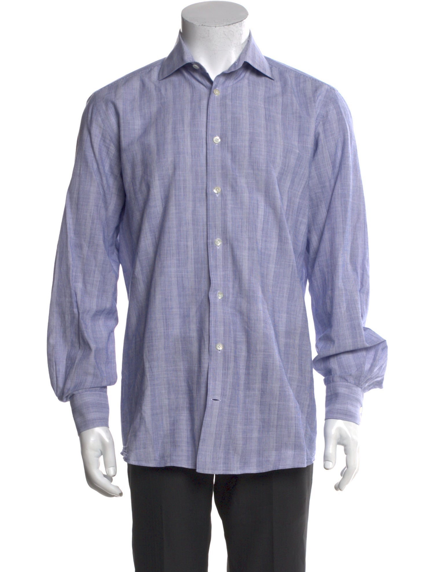 Luciano Barbera Plaid Print Long Sleeve Dress Shirt