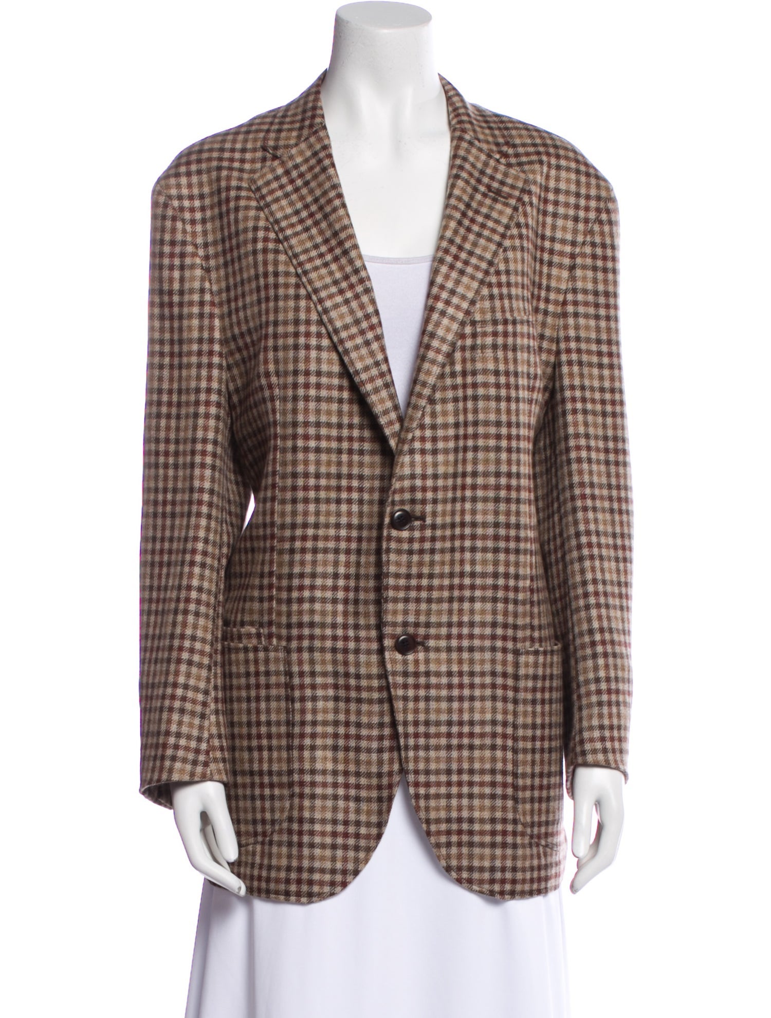 Luciano Barbera Cashmere Plaid Print Blazer